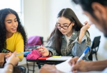 Students working together in class