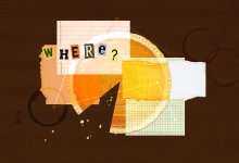 A collage of a pumpkin pie with "where?" in ransom letters layered on top.