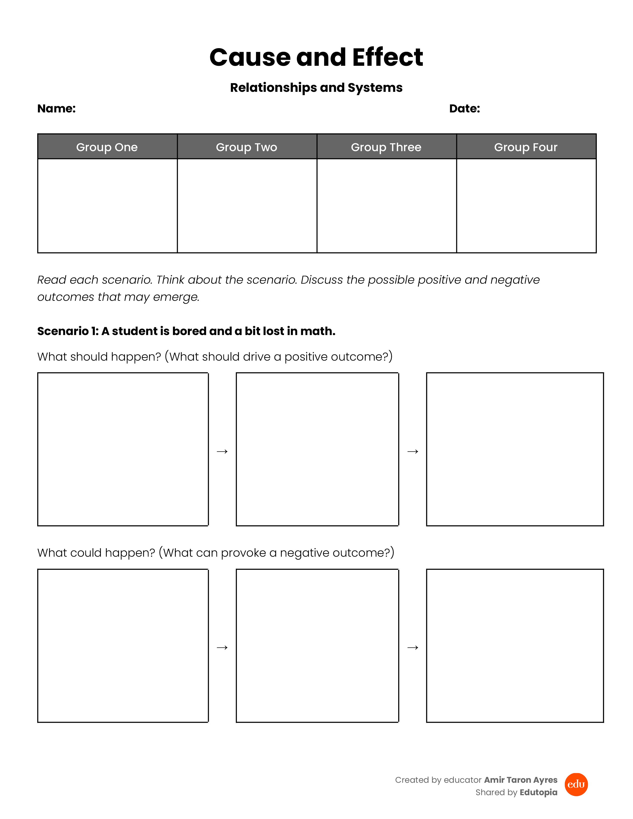 download preview for the Cause and Effect: Relationships and Systems worksheet.