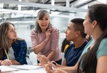 Teacher working with small group of students