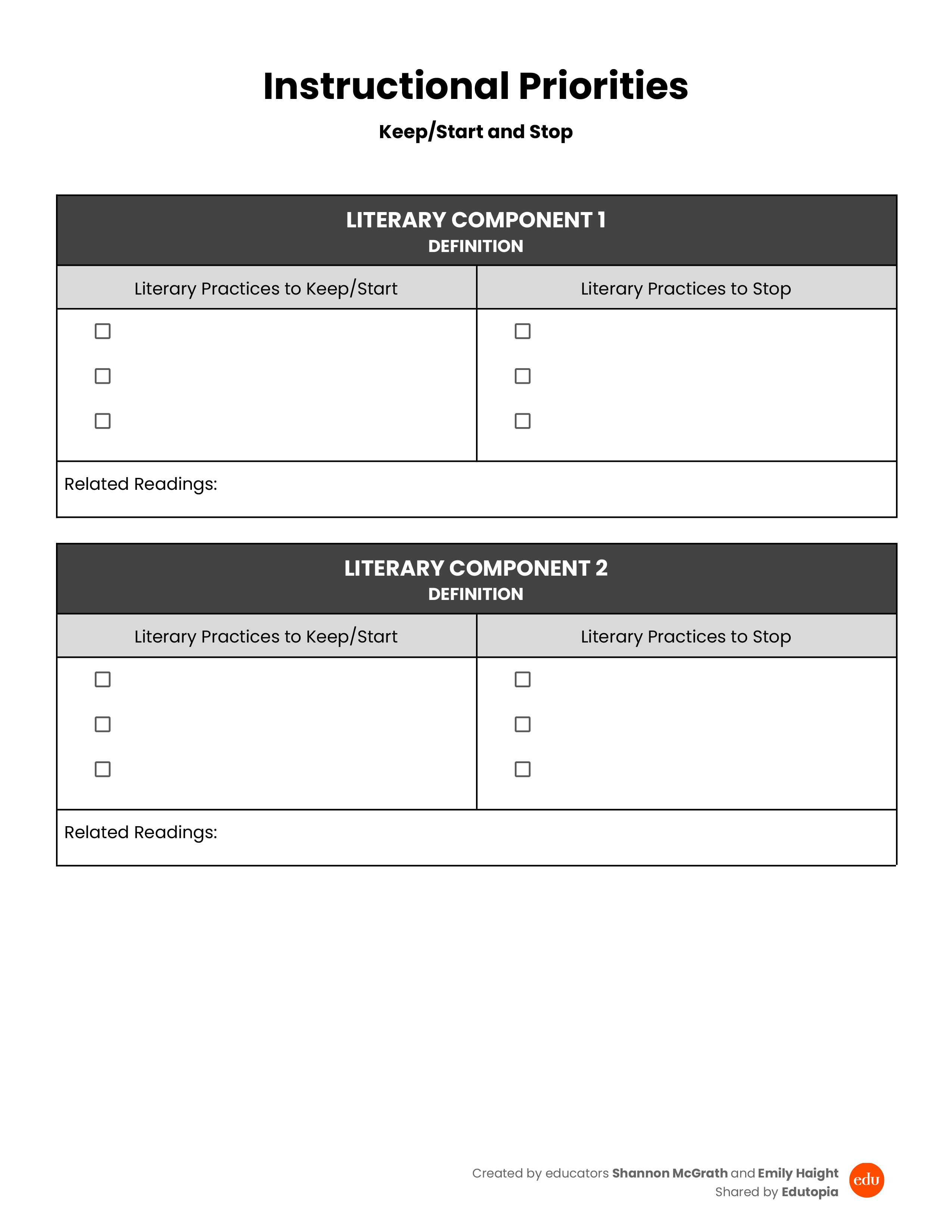 Instructional Priorities Template downloadable preview