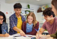 High school students working together