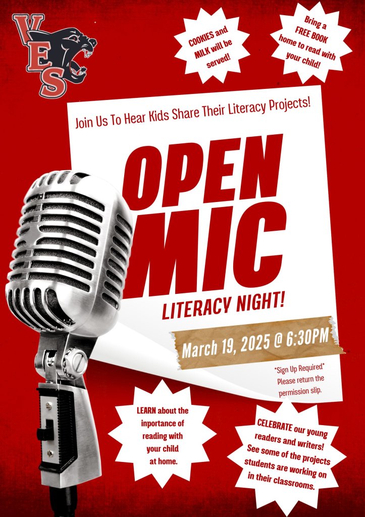 Open Mic Literacy Night poster