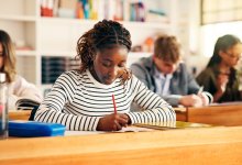 High school students taking an exam