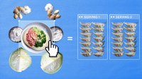 A collage of the ingredients that make up two servings of dumplings representing a math cookbook.