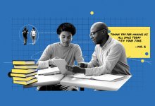 collage featuring a student and teacher working through lessons together