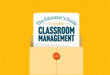 Manila envelope with a sheet of paper sliding out of it, reading: The Educator’s Guide to Excellent Classroom Management