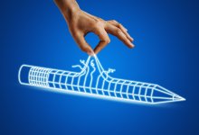 Illustration of a hand pulling a string on a pencil, representing ensuring that tech-based lessons work