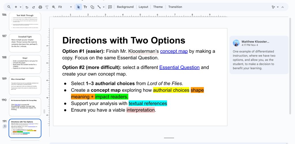 A screenshot of a hyperslides example on Google Slides.