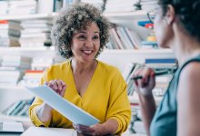 Two coworkers working together