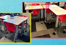 Photo collage of classroom seating arrangements