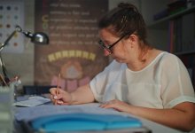 Teacher grading papers