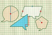 illustration depictingspeech bubbles featuring geometric shapes