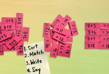 Collage of math fluency block activity