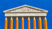 collage of pencils holding up the Supreme Court