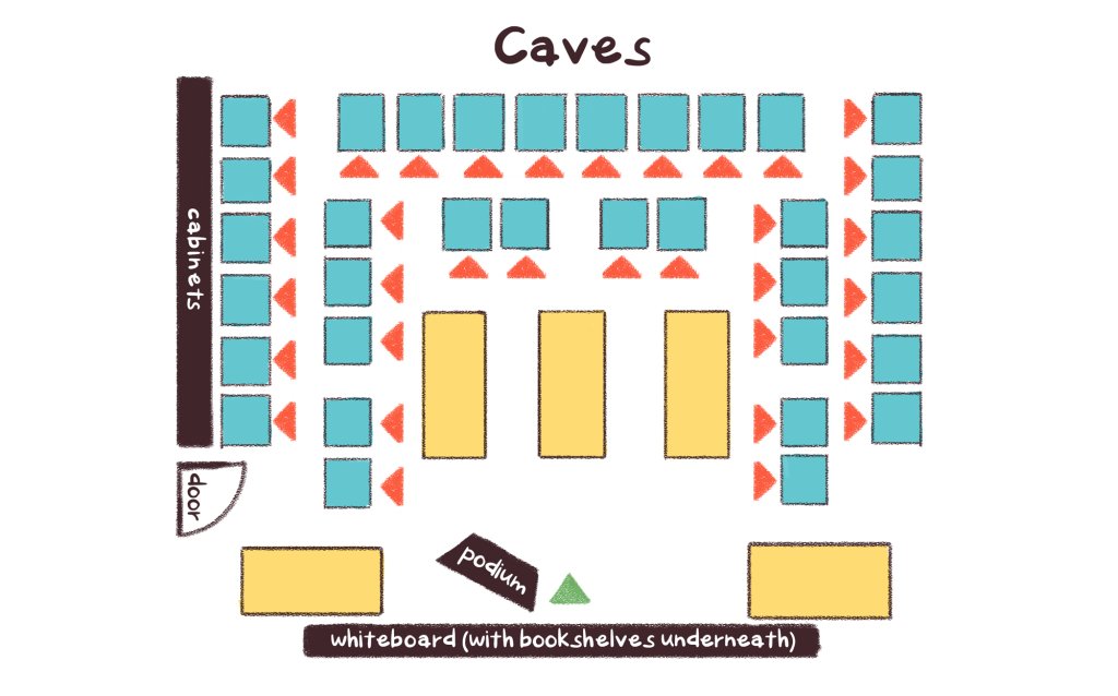 An illustration of classroom desks arranged for independent work