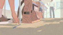 illustration of a student tempted by their cell phone in a classroom