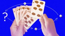 Person choosing which story card to play in an interview