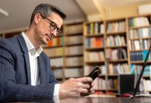 Teacher using a smartphone