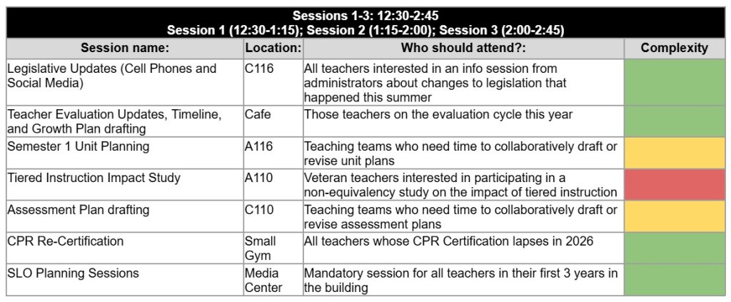 Back-to-School symposium schedule