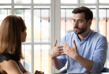 A teacher and administrator meeting