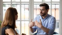 A teacher and administrator meeting