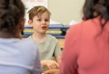 Teacher working with a small group of students
