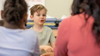 Teacher working with a small group of students