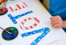 Child working on an election poster