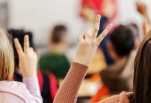 Students participating in a finger poll
