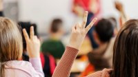Students participating in a finger poll