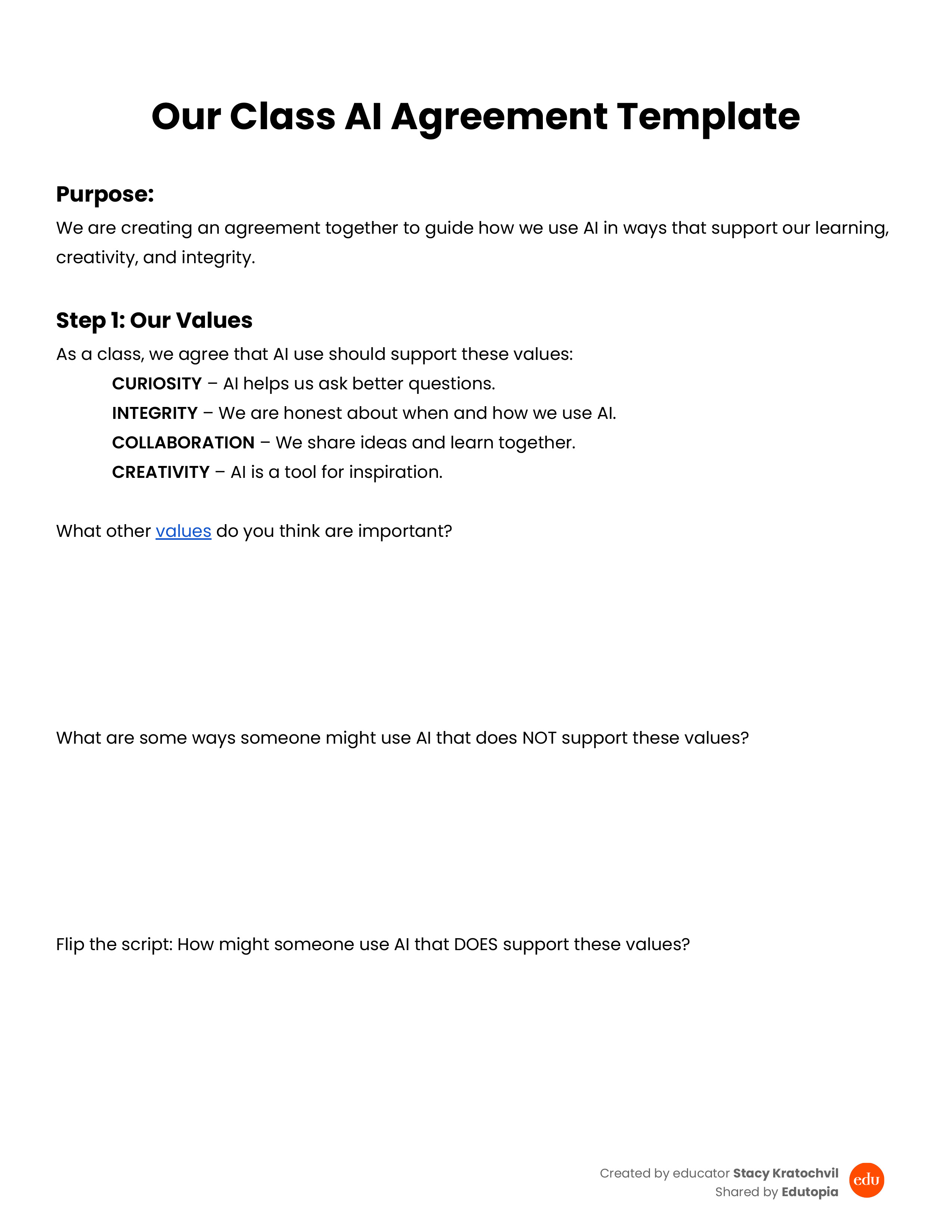 download preview for Our Class AI Agreement Template