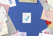 Collage illustration of many papers in the margins of the composition, with grades and written expressions on them, then in the center a single sheet of paper with a reflection exercise and a big check mark