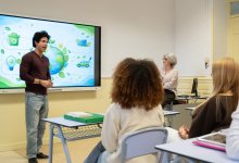 Guest speaker talking to high school class