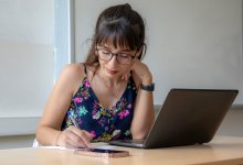 Teacher during planning hour at her desk