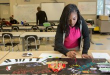 High school student painting