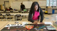High school student painting