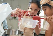 Elementary students participating in an extra-curricular cooking club