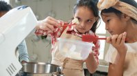 Elementary students participating in an extra-curricular cooking club