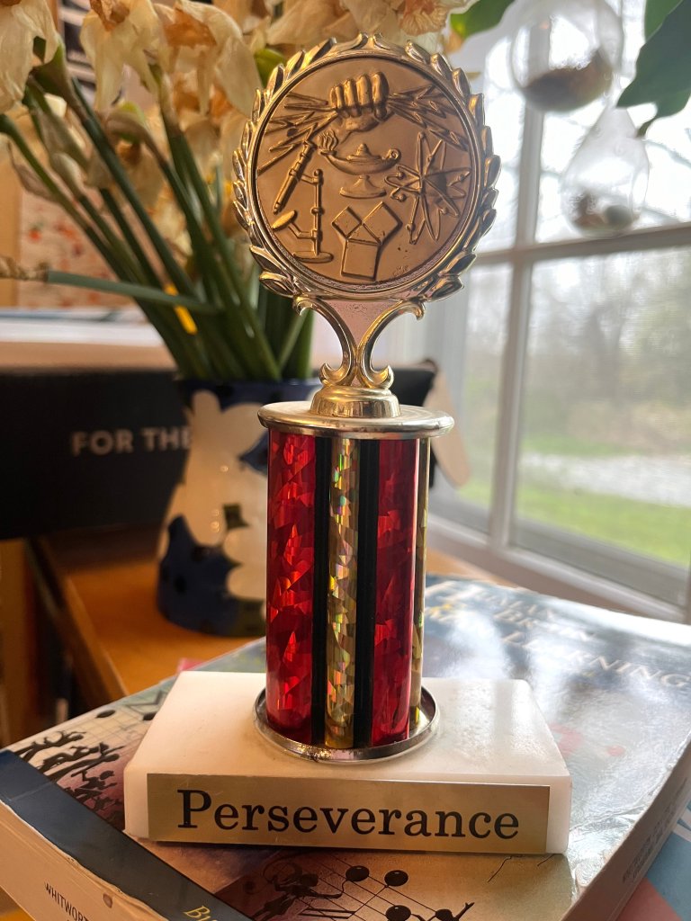 a photo of a perseverance trophy