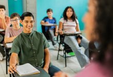High school students listening to the teacher