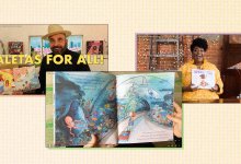 Collage of videos showing authors reading their books aloud