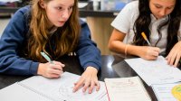 Secondary students using diagrams in class