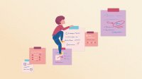 Illustration of student climbing sticky notes