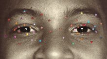 Colorful stars around a student's engaged eyes