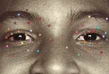 Colorful stars around a student's engaged eyes