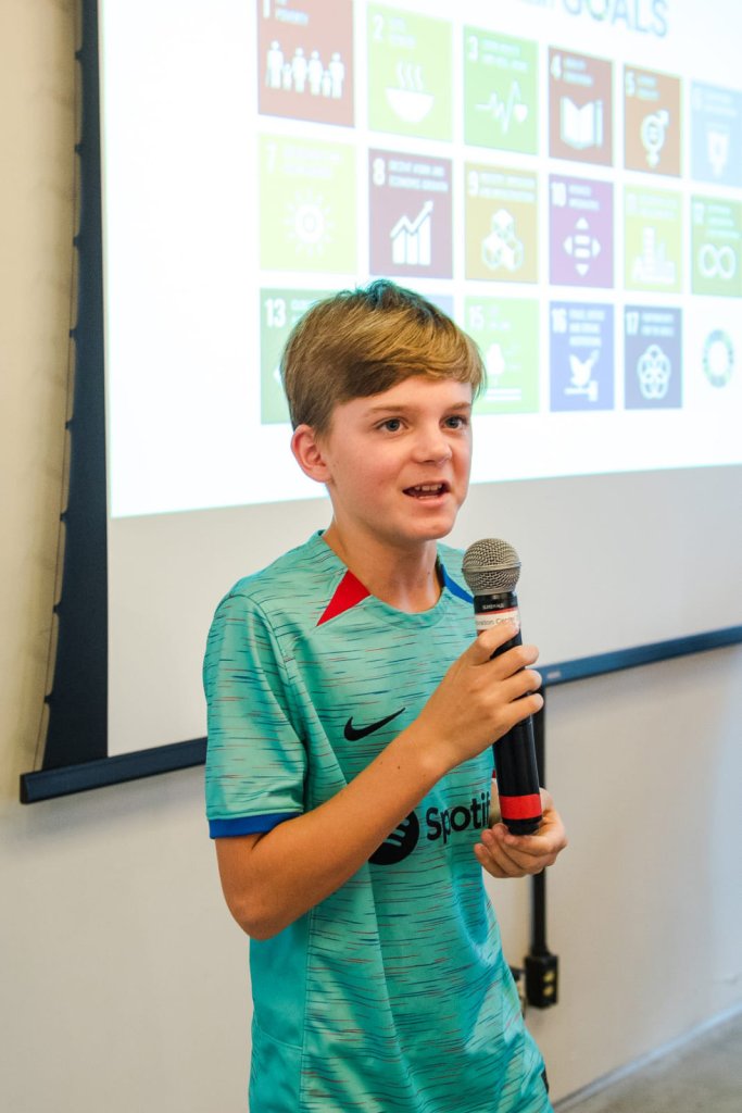 A student presenting on his work