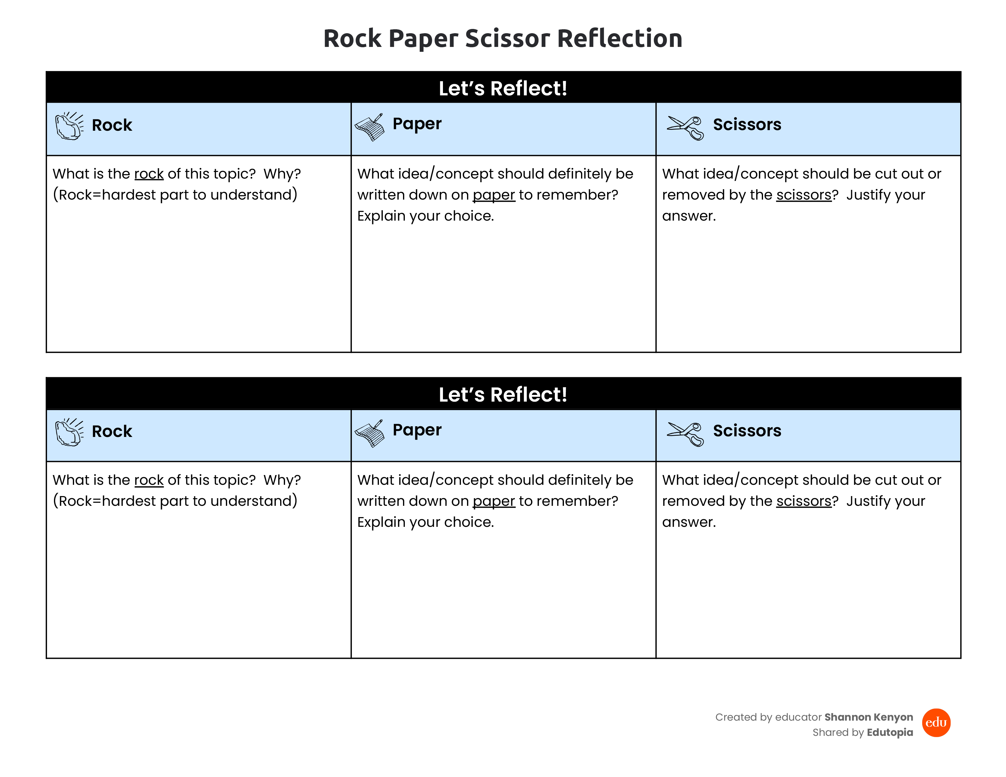 Downloadable document with a table