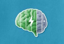 A battery shaped like a brain charging up