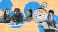 Collage of different activities students can do at the end of class